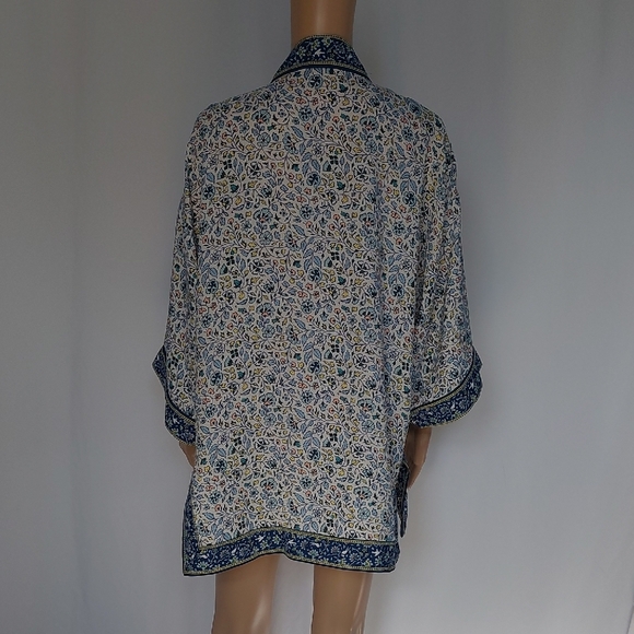 Max Studio Womens Floral Print Open Front Kimono Cardigan Multicolor Size S - Picture 2 of 11